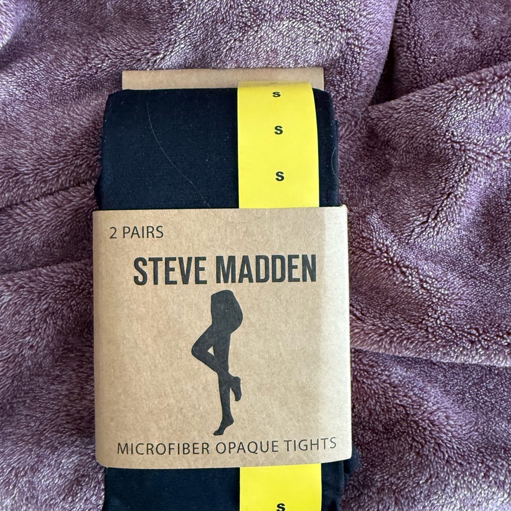 Steve Madden Black Microfiber Opaque Tights - 2 Pairs